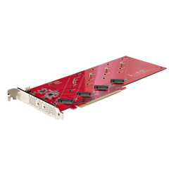 StarTech.com Quad M.2 PCIe Adapter Card, PCIe x16 to Quad NVMe or AHCI M.2 SSDs, PCI Express 4.0, 7.8GBps/Drive, Bifurcation Req