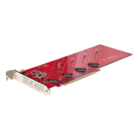 StarTech.com Quad M.2 PCIe Adapter Card, PCIe x16 to Quad NVMe or AHCI M.2 SSDs, PCI Express 4.0, 7.8GBps/Drive, Bifurcation Req