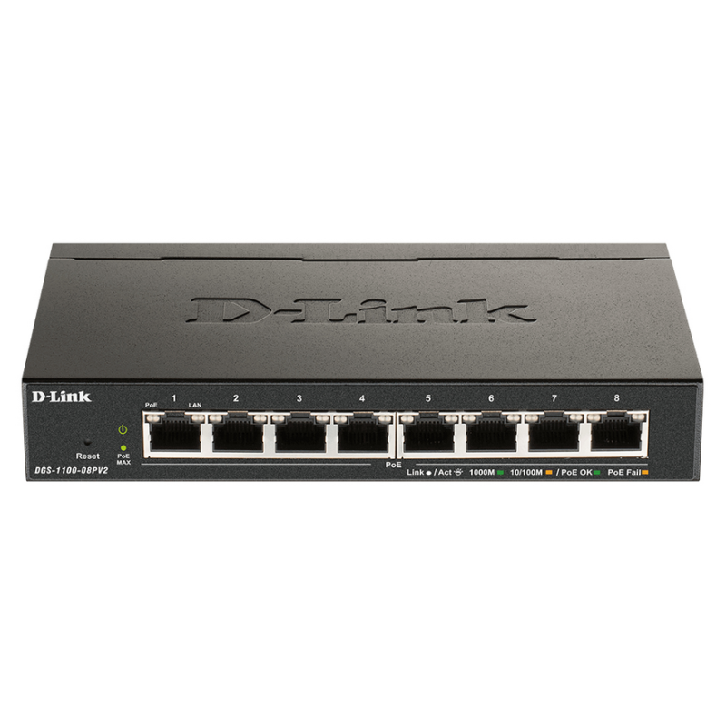 D-Link DGS-1100-08PV2/B network switch Managed L2/L3 Gigabit Ethernet (10/100/1000) Power over Ethernet (PoE) Black