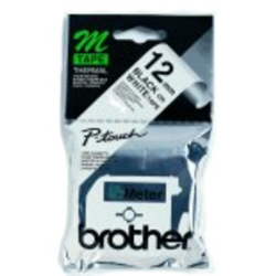 Brother Labelling Tape - 12mm, Black/White, Blister label-making tape M