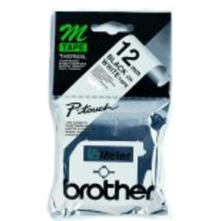 Brother Labelling Tape - 12mm, Black/White, Blister label-making tape M
