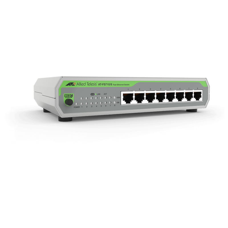 Allied Telesis FS710/8 Unmanaged Fast Ethernet (10/100) Green, Grey