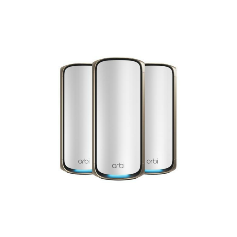 NETGEAR Orbi 970 Series Quad-Band WiFi 7, 3-Pack Quad-band (2.4 GHz / 5 GHz-1 / 5 GHz-2 / 6 GHz) Wi-Fi 6 (802.11ax) Grey Interna