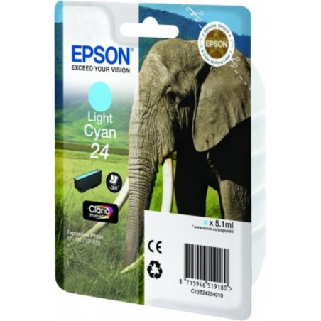 Epson Elephant Singlepack Light Cyan 24 Claria Photo HD Ink