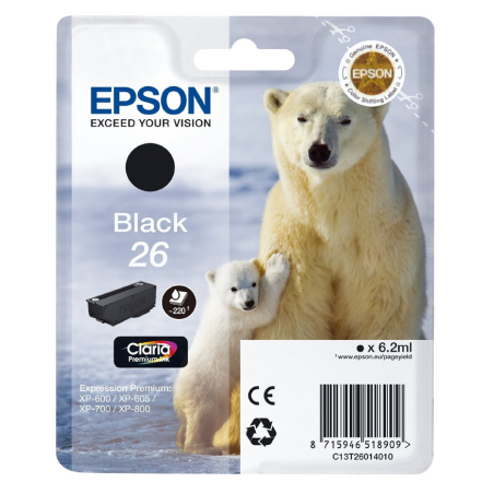 Epson Polar bear Singlepack Black 26 Claria Premium Ink