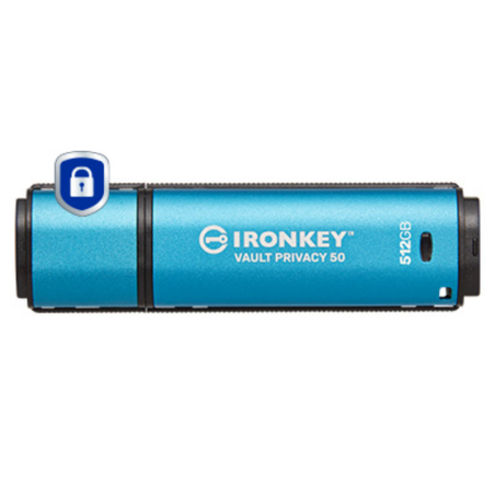 Kingston Technology IronKey 512GB Vault Privacy 50 AES-256 Encrypted, FIPS 197
