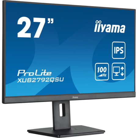 iiyama ProLite 27” QHD IPS technology panel with USB hub and 100Hz refresh rate and 150mm height adjustable stand