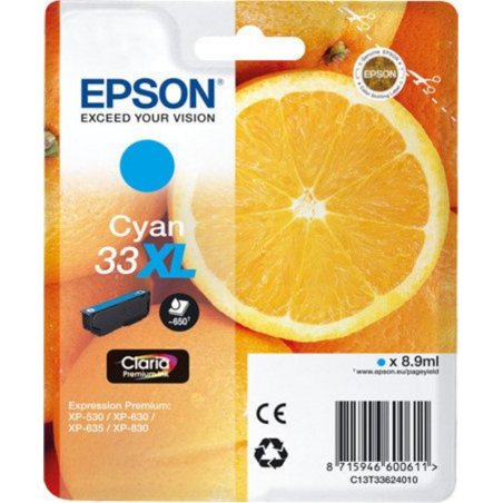 Epson Oranges 33XL C ink cartridge 1 pc(s) Original High (XL) Yield Cyan