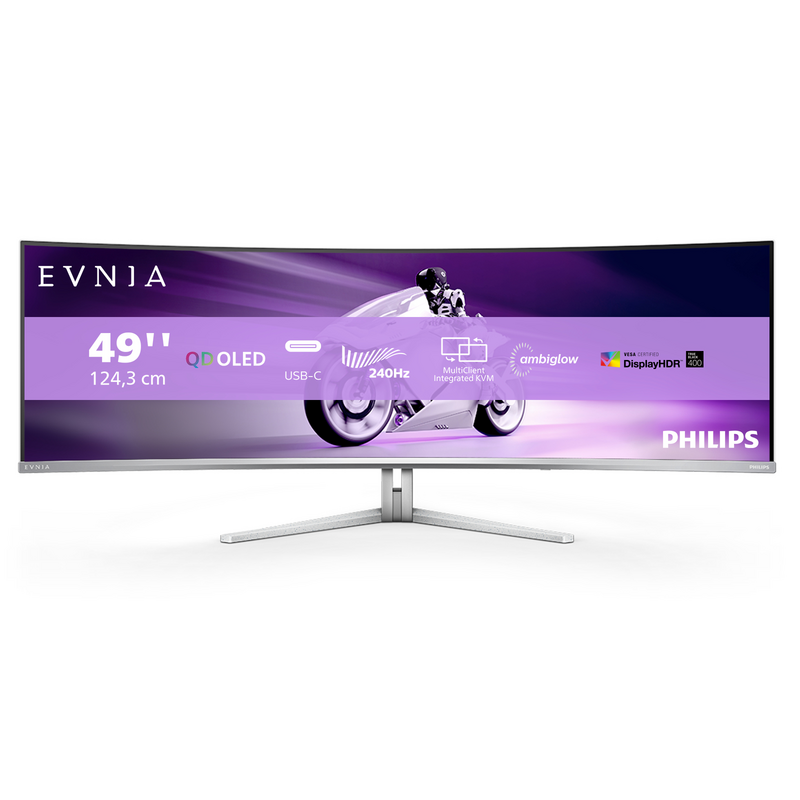 Philips Evnia 8000 49M2C8900/00 computer monitor 124.2 cm (48.9") 5120 x 1440 pixels Dual QHD QD-OLED White