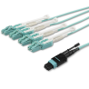 StarTech.com 5m (16.4ft) MTP(F)/PC to 4x LC/PC Duplex Breakout OM3 Multimode Fiber Optic Cable, OFNP Plenum, 40G Networks, Low I