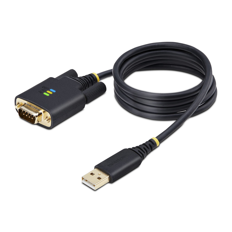 StarTech.com 3ft (1m) USB to Serial Adapter Cable, COM Retention, Interchangeable Screws/Nuts, USB-A to DB9 RS232, FTDI IC, ESD 