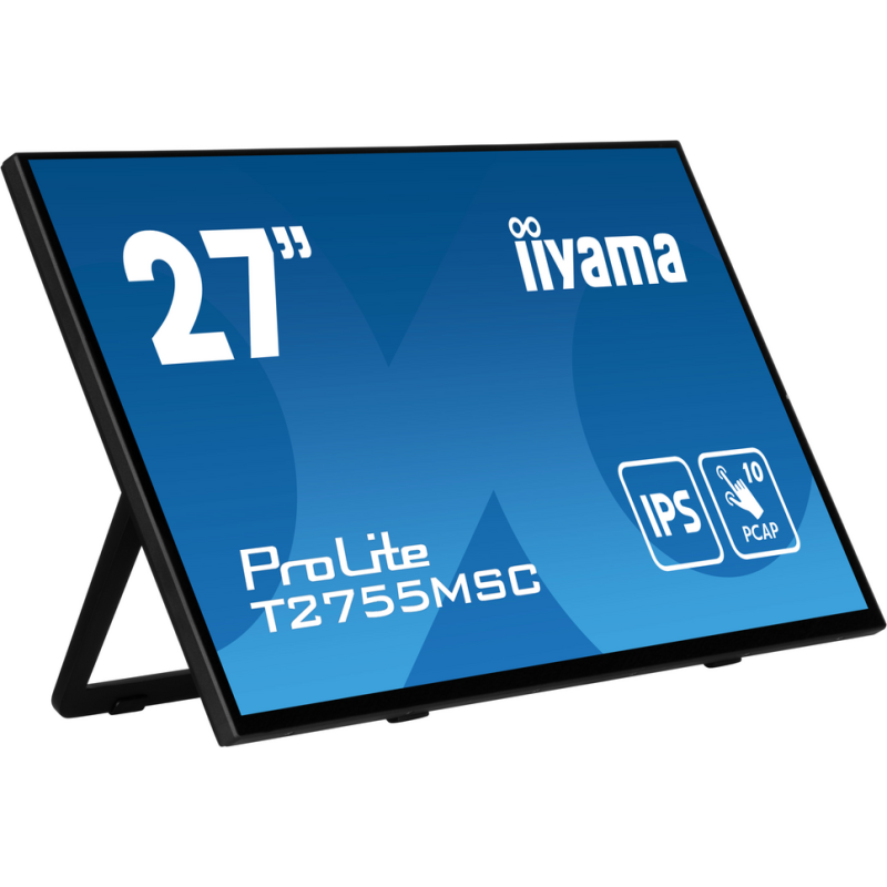 iiyama ProLite 27” Optical Bonded PCAP 10pt touchscreen monitor with IPS panel technology, edge-to-edge glass design, anti-finge