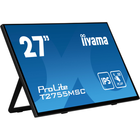 iiyama ProLite 27” Optical Bonded PCAP 10pt touchscreen monitor with IPS panel technology, edge-to-edge glass design, anti-finge