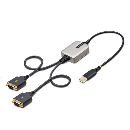 StarTech.com 2ft (60cm) 2-Port USB to Serial Adapter Cable, Interchangeable DB9 Screws/Nuts, COM Retention, USB-A to DB9 RS232, 