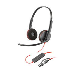 Poly Blackwire 3210 Monaural USB-C Headset +USB-C/A Adapter