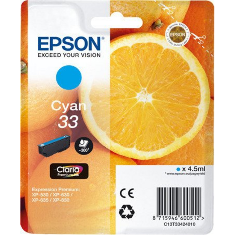 Epson Oranges 33 C ink cartridge 1 pc(s) Original Standard Yield Cyan