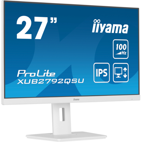 iiyama ProLite 27” QHD IPS technology panel with USB hub and 100Hz refresh rate and 150mm height adjustable stand