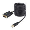 StarTech.com 10ft (3m) USB to Serial Adapter Cable, COM Retention, Interchangeable Screws/Nuts, USB-A to DB9 RS232, FTDI IC, ESD
