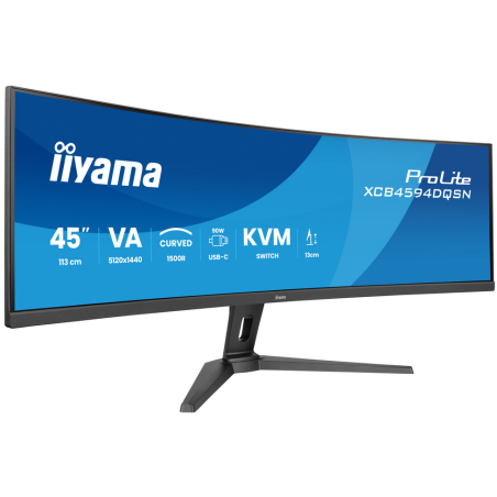 iiyama G-MASTER 45’’ Dual QHD VA panel with KVM switch, USB-C dock and RJ45 (LAN) and height adjustable stand