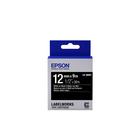 Epson Label Cartridge Vivid LK-4BWV White/Black Label Tape 12mm (9m)