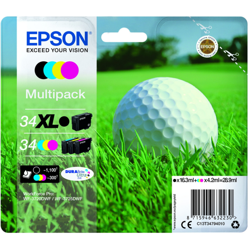 Epson Golf ball C13T34794010 ink cartridge 1 pc(s) Original High (XL) Yield Black, Cyan, Magenta, Yellow