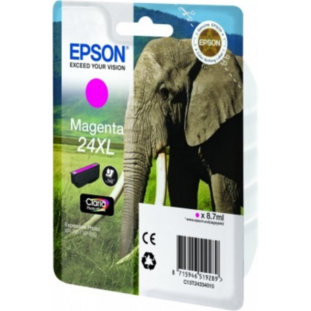 Epson Elephant Singlepack Magenta 24XL Claria Photo HD Ink