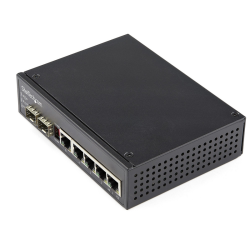 StarTech.com Industrial 6 Port Gigabit Ethernet Switch 4 PoE RJ45 +2 SFP Slots 30W PoE+ 48VDC 10/100/1000 Power Over Ethernet LA