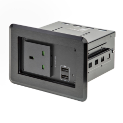 StarTech.com Conference Table Power Center with 1x CE Certified BS1363 AC Outlet & 2x USB BC 1.2 - Recessed In-Table/Desk Power 
