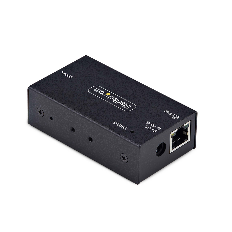 StarTech.com 1-Port Serial to Ethernet Adapter, 802.3af PoE IP Serial Device Server For Remote RS232 Devices, Wall/DIN Rail Moun