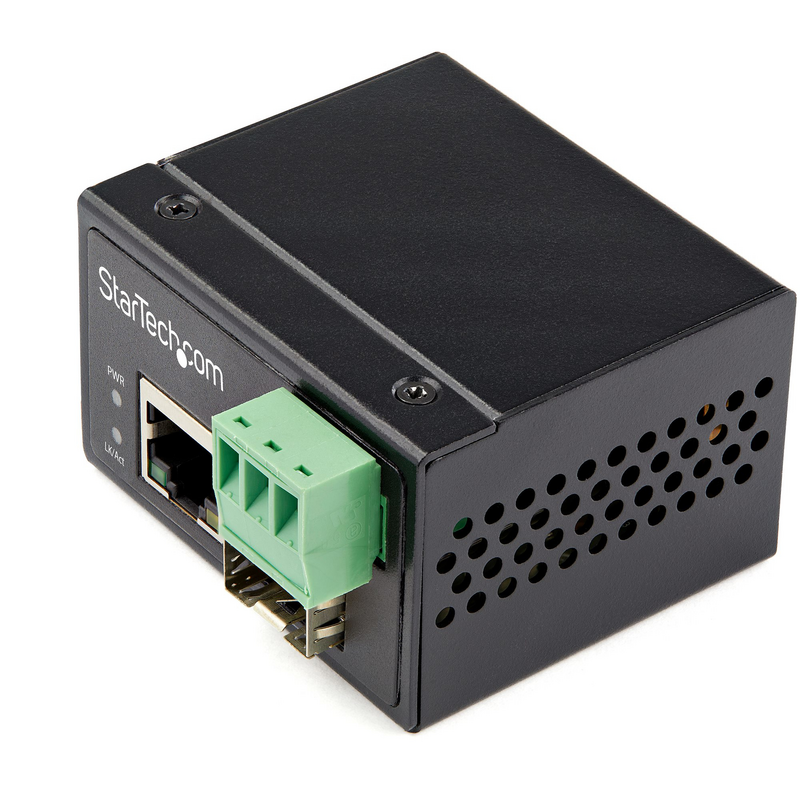 StarTech.com Industrial Fiber to Ethernet Media Converter - 100Mbps SFP to RJ45/Cat6 - Singlemode/Multimode Optical Fiber to Cop
