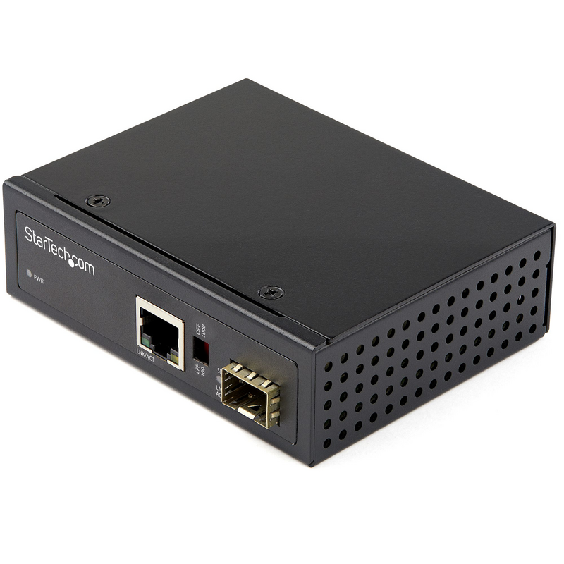 StarTech.com Industrial Fiber to Ethernet Media Converter - 10/100/1000 Mbps SFP to RJ45/Cat6 - Singlemode/Multimode Optical Fib