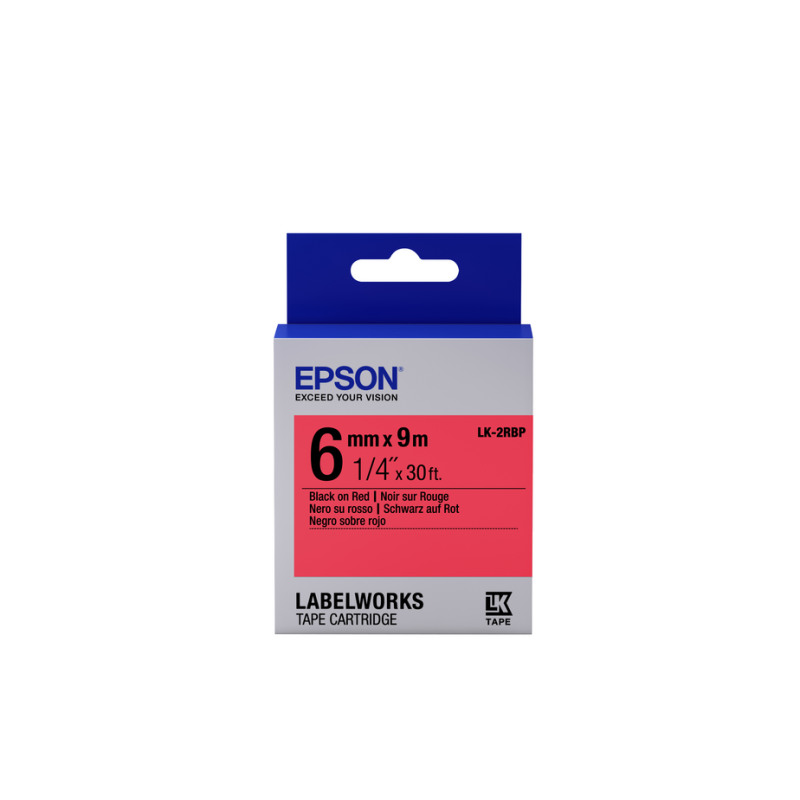 Epson Label Cartridge Pastel LK-2RBP Black/Red 6mm (9m)