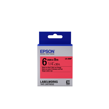 Epson Label Cartridge Pastel LK-2RBP Black/Red 6mm (9m)