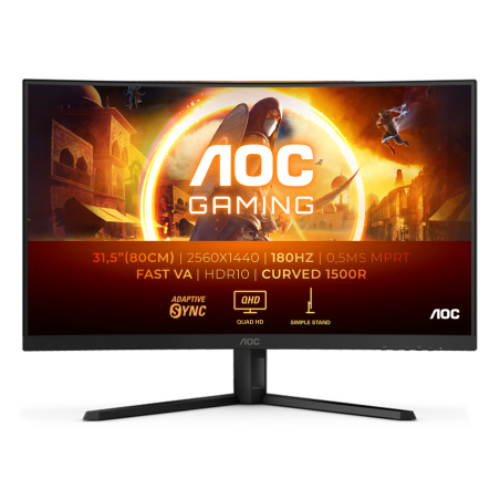 AOC G4 CQ32G4VE computer monitor 80 cm (31.5") 2560 x 1440 pixels Quad HD LCD Black, Grey