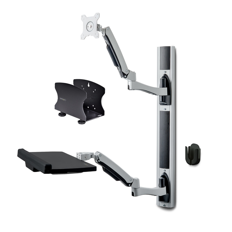 StarTech.com Wall Mount Workstation, VESA Mount For 32" Monitors (22lb/10kg), Fully Articulating Single Monitor Mount & Keyboard