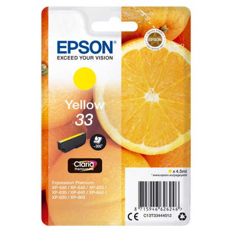 Epson Oranges Singlepack Yellow 33 Claria Premium Ink