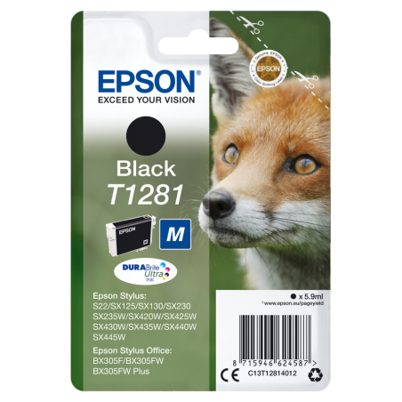 Epson Fox Singlepack Black T1281 DURABrite Ultra Ink