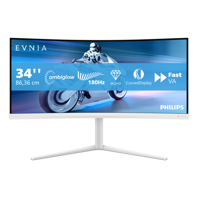 Philips Evnia 5000 34M2C5501A/00 computer monitor 86.4 cm (34") 3440 x 1440 pixels Wide Quad HD LCD White
