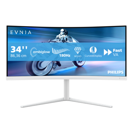 Philips Evnia 5000 34M2C5501A/00 computer monitor 86.4 cm (34") 3440 x 1440 pixels Wide Quad HD LCD White