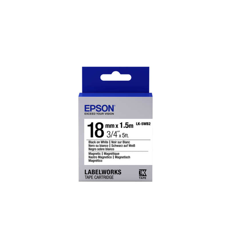 Epson Label Cartridge Magnetic LK-5WB2 Black/White 18mm (1.5m)