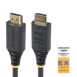 StarTech.com 1.6ft (50cm) Premium Certified High Speed HDMI Cable, 4K 60Hz/1440p 144Hz, HDR10/HDCP 2.2/ARC, 18Gbps, UHD HDMI 2.0