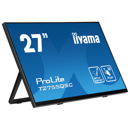 iiyama ProLite 27” Optical Bonded PCAP 10pt IPS Touchscreen monitor with edge-to-edge glass, active stylus support (MPP 2.0), an