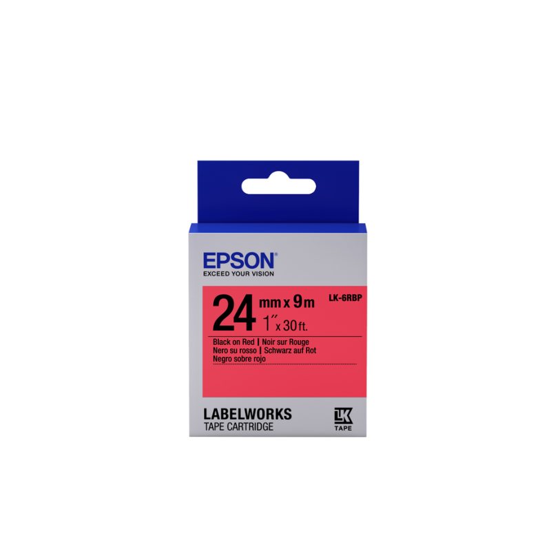Epson Label Cartridge Pastel LK-6RBP Black/Red 24mm (9m)