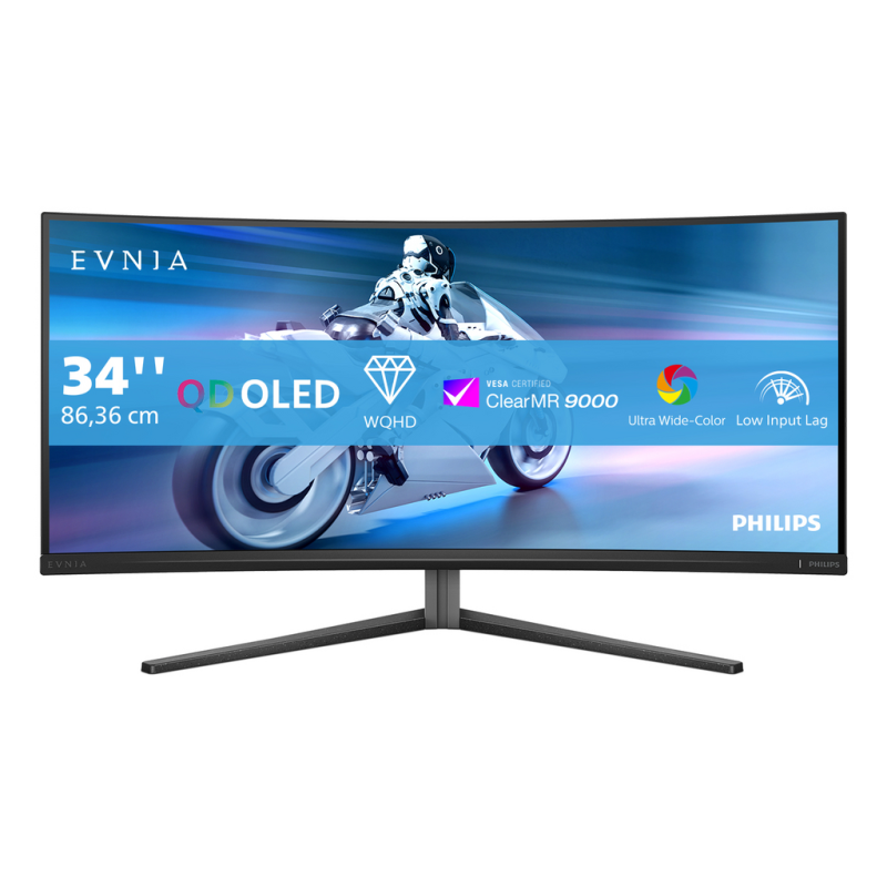 Philips Evnia 34M2C6500/00 computer monitor 86.4 cm (34") 3440 x 1440 pixels Wide Quad HD QD-OLED Grey