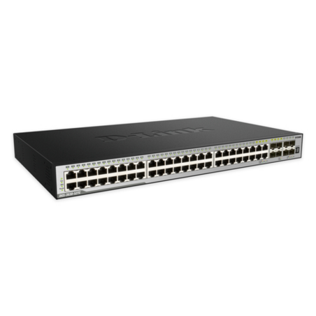 D-Link 48-port Layer 3 Stackable Managed Gigabit Switch including 4 x 1000BaseT/SFP & 4 x 10GE SFP+