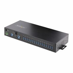 StarTech.com 16-Port Industrial USB 5Gbps Hub with Power Adapter, Metal Enclosure, Mountable, ESD Protection, Terminal Block Pow