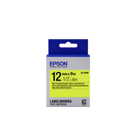 Epson Label Cartridge Fluorescent LK-4YBF Black/Yellow 12mm (9m)