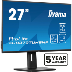 iiyama ProLite 27’’ 4K IPS technology panel with RJ45 (LAN), KVM Switch and USB-C Dock with 96W power delivery