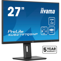 iiyama ProLite 27’’ QHD IPS technology panel with RJ45 (LAN), KVM Switch and USB-C Dock with 96W power delivery