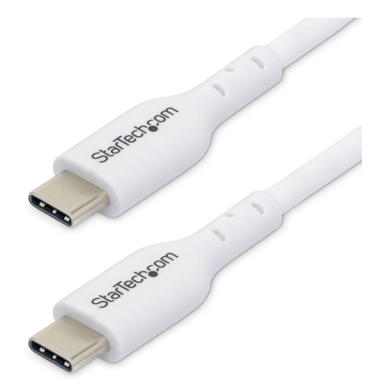 StarTech.com 2m (6.6ft) White USB-C Charging Cable, USB C Cable, USB 2.0 Type-C Laptop Charger Cord, 60W 3A Power Delivery, TPE 